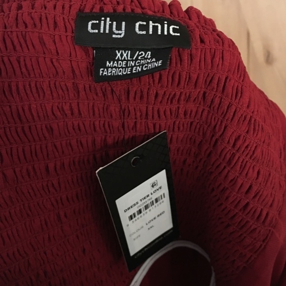 CITY CHIC Ruffle Tiered Maxi Dress Sleeveless Red Size 24 - Picture 7 of 8